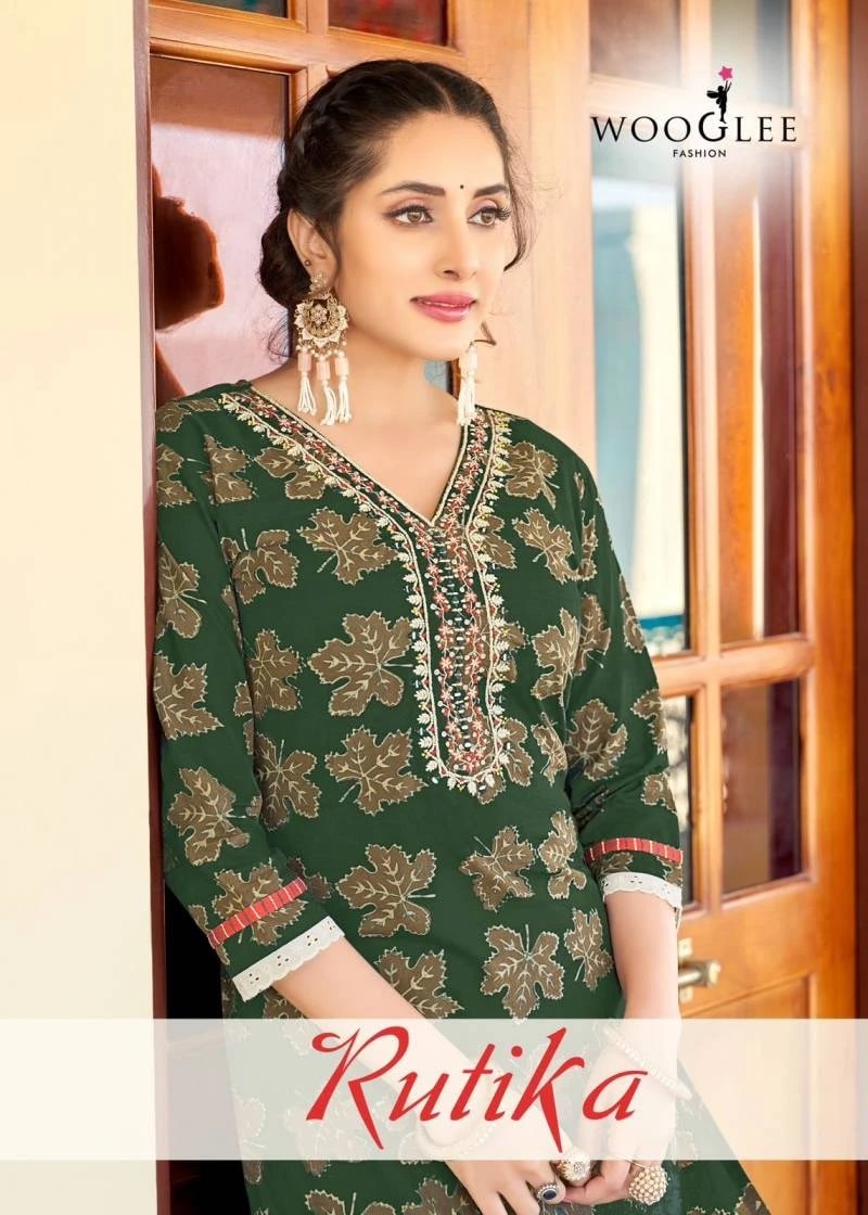 Wooglee Rutika Rayon V Neck Embroidery Kurti Collection