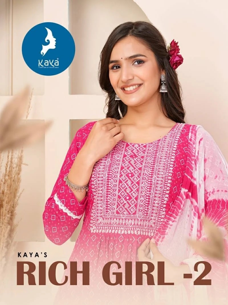 Kaya Rich Girl 2 Printed Anarkali Kurti Pant With Dupatta Collection