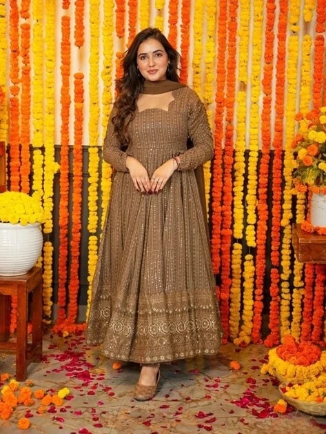 Devi Vol 1 Festive Wear Gown With Dupatta Collection