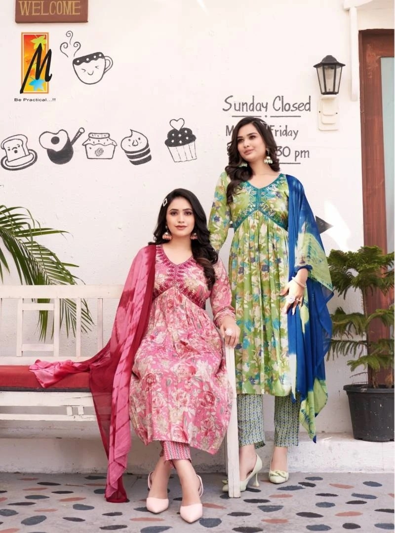 Master Aaliya Vol 12 Aila Cut Kurti With Bottom Dupatta Collection