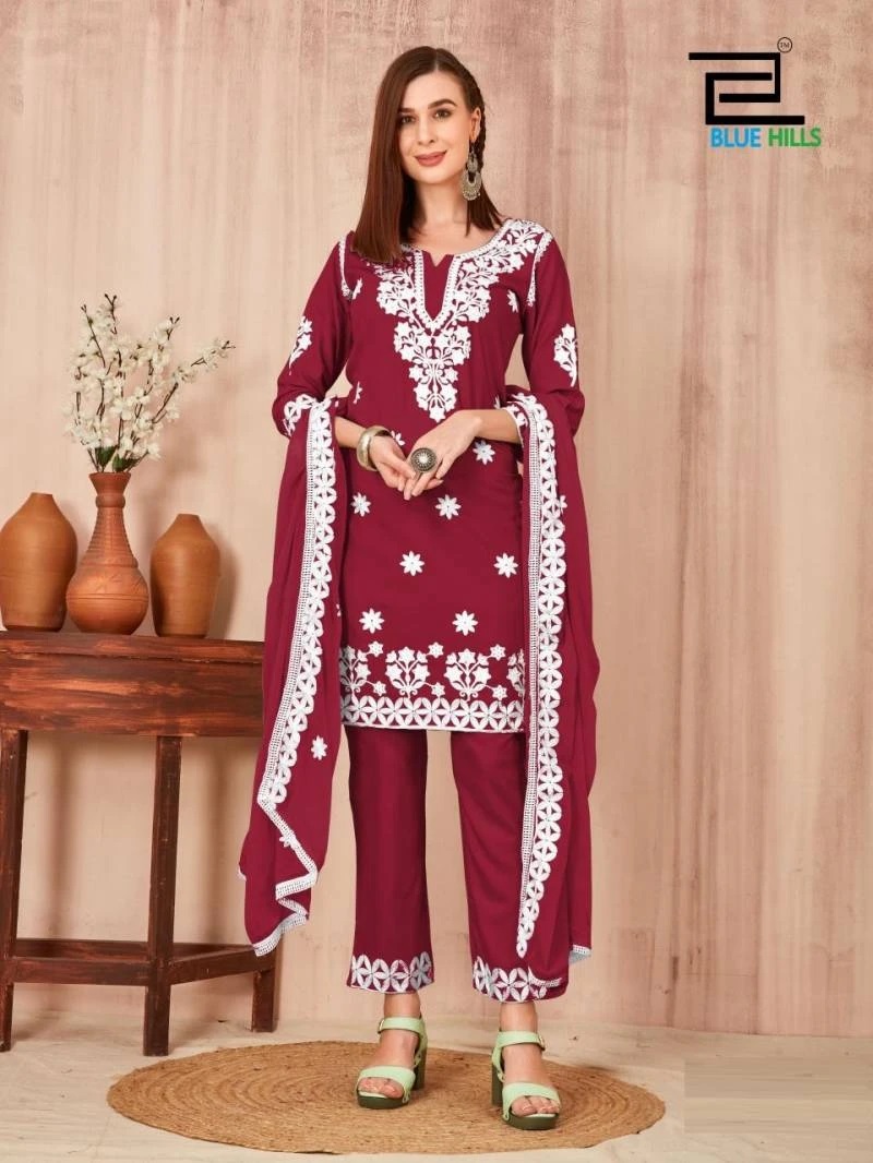 Blue Hills Shenaaz Vol 3 Embroidery Kurti Bottom With Dupatta Collection