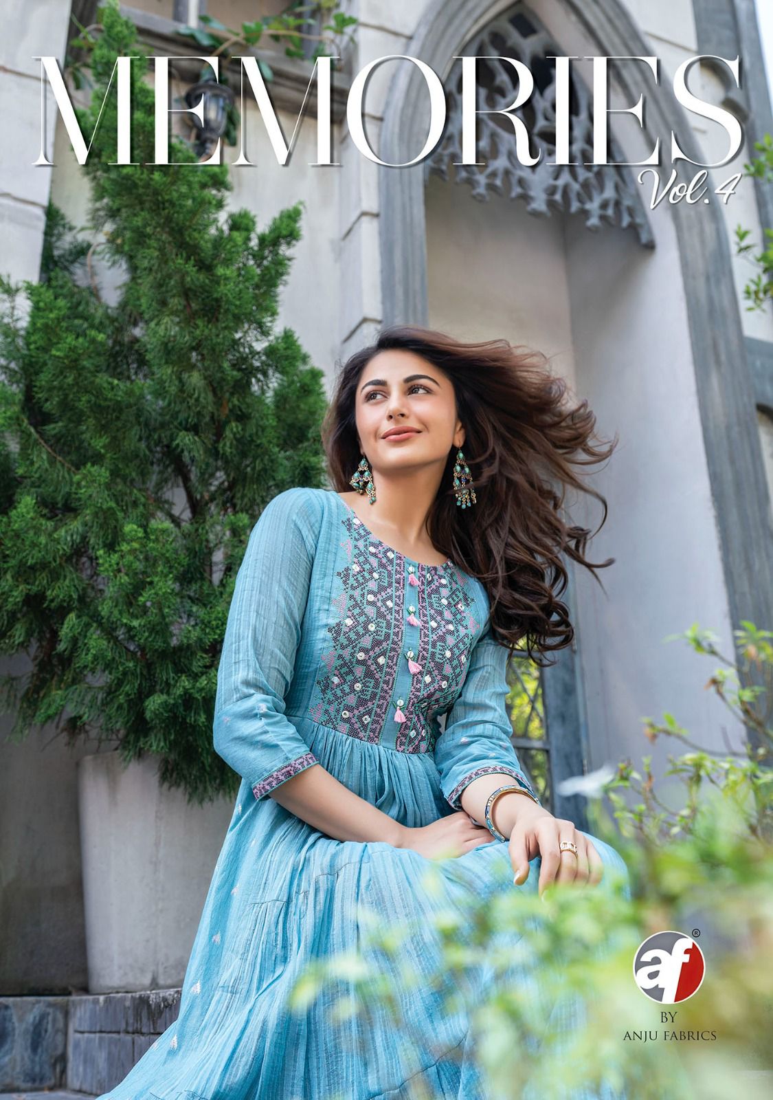 AF Memories Vol 4 Designer Embroidery Mirror Work Flared Gown