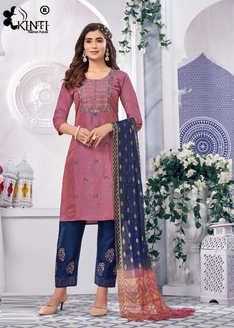 Kinti Miss India Vol 9 Embroidery Kurti Pant With Dupatta