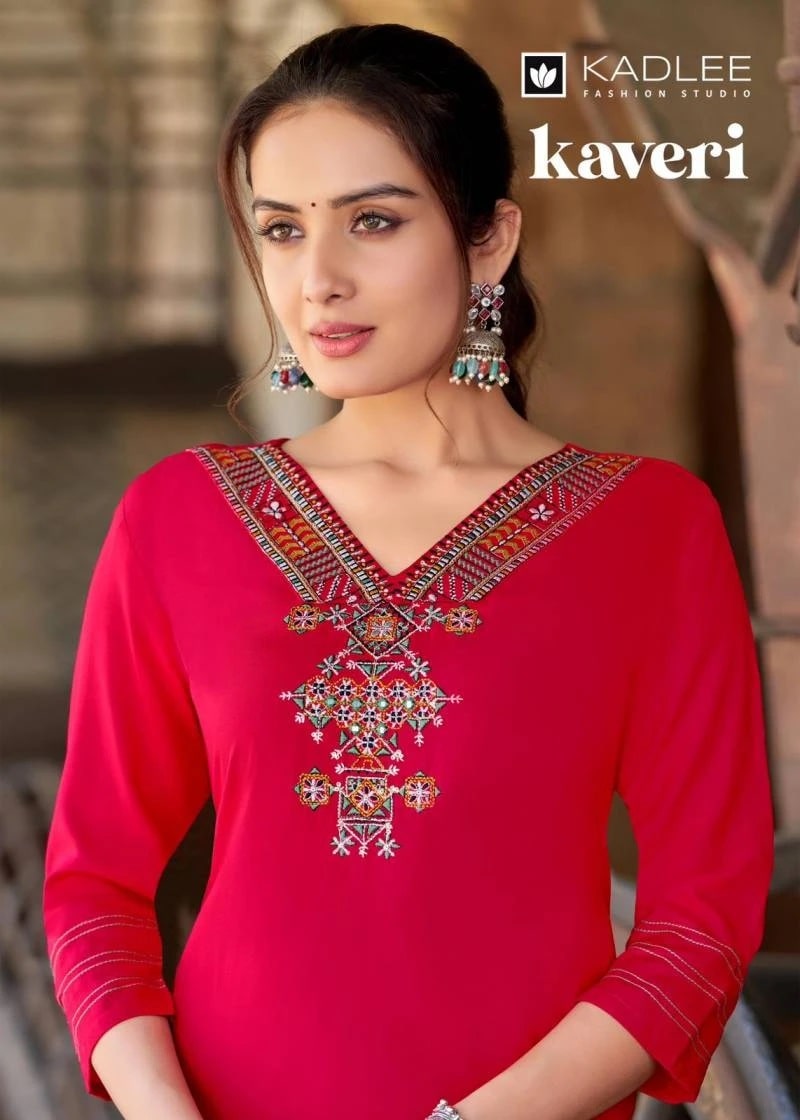 Kadlee Kaveri Embroidery Kurti With Plazo Collection