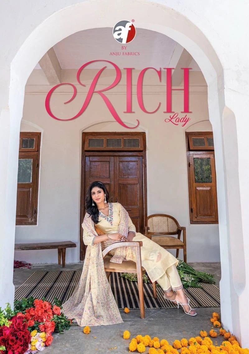 Af Rich Lady Cotton V Neck Kurti Pant With Dupatta Collection