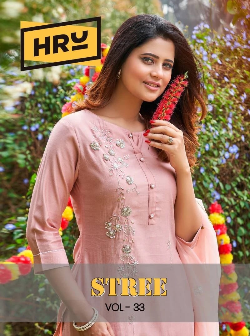 Hru Stree Vol 33 Designer Kurti Pant With Dupatta Collection