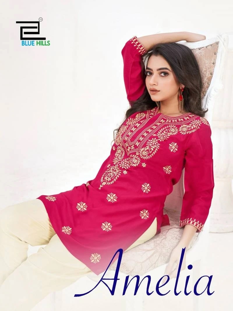 Blue Hills Amelia Lucknowi Work Short Kurti Collection