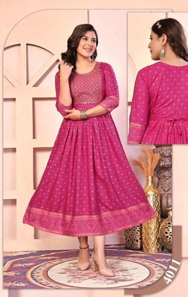 Jlf Gold And Glossy Anarkali Kurti Collection