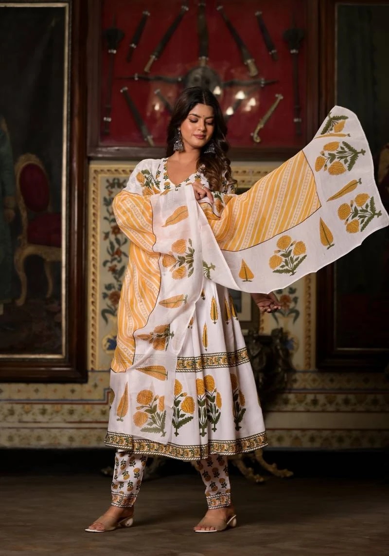 Dhruvi 131 Aila Cut Kurti Pant With Dupatta Collection
