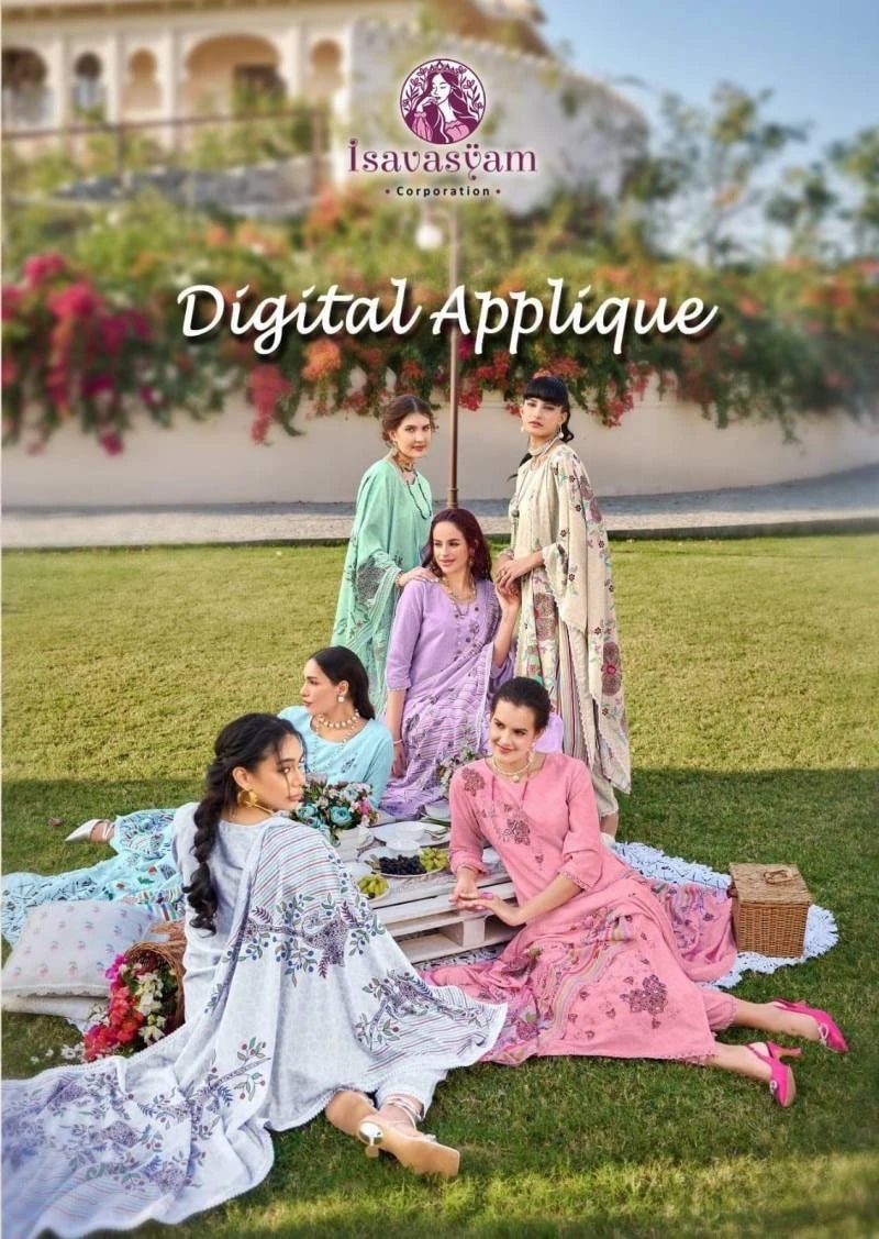 Isavasyam Digital Applique Designer Kurti Pant With Dupatta