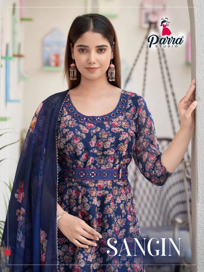 Parra Sangin Anarkali Kurti Pant With Dupatta Collection