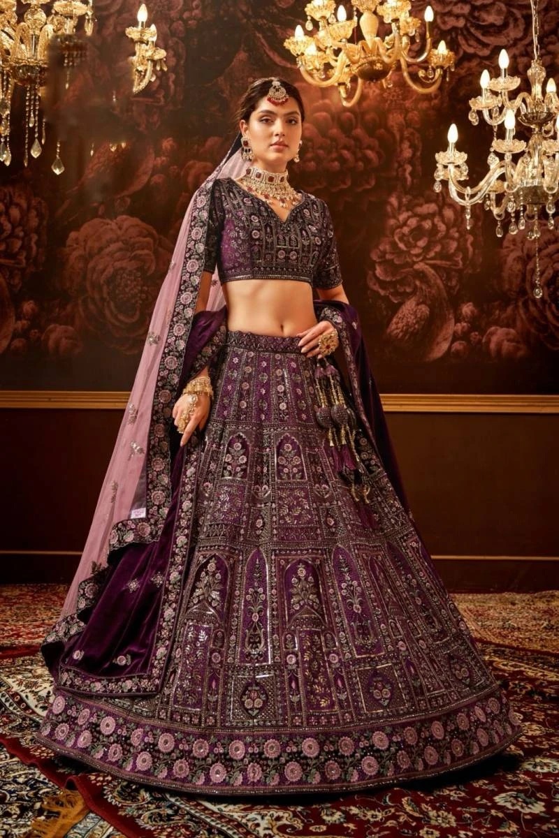 Wine 1725 Bridal Lehenga Choli Collection