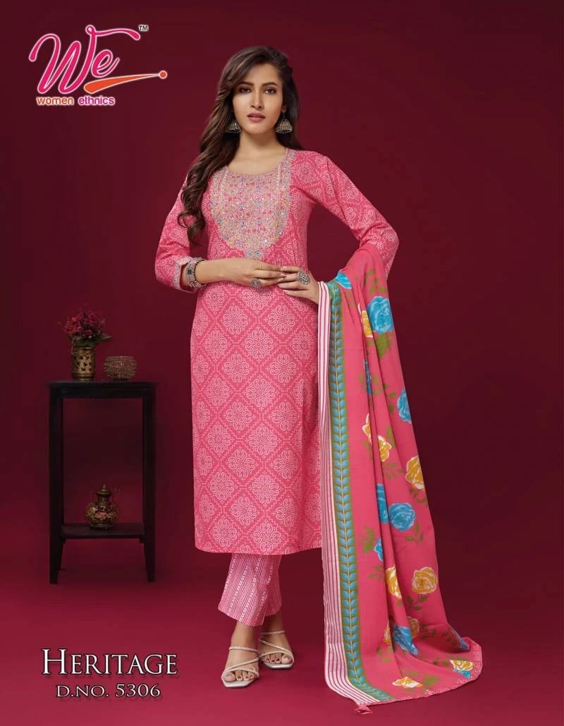 We Heritage Cotton Designer Kurti Pant With Dupatta Collection
