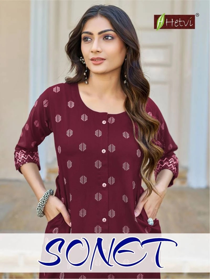 Hetvi Sonet Heavy Rayon Daily Wear Kurti Collection