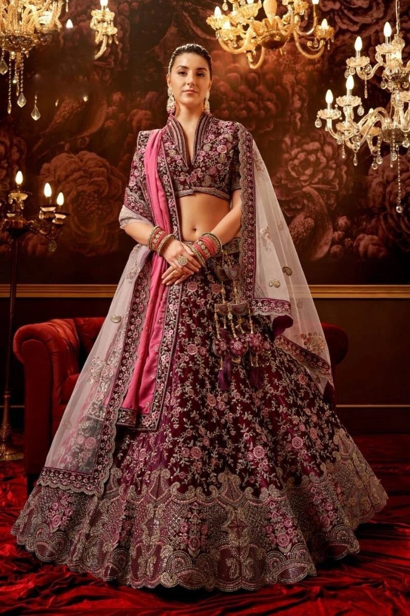 Wine 1723 Bridal Lehenga Choli Collection