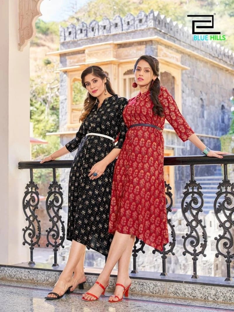 Blue Hills Fashion 4 Rayon Printed Kurti Collection