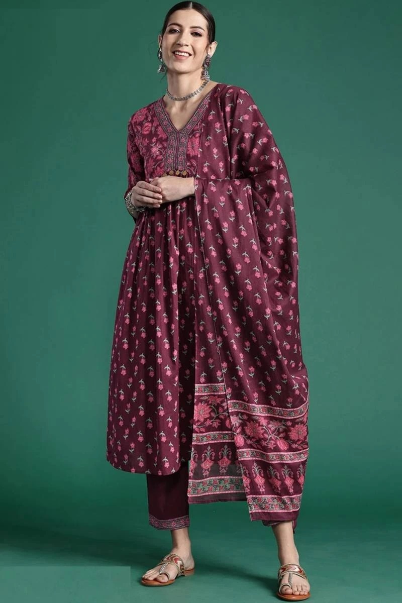 Indo Era 2471 Cotton Printed Kurti Pant With Dupatta Collection