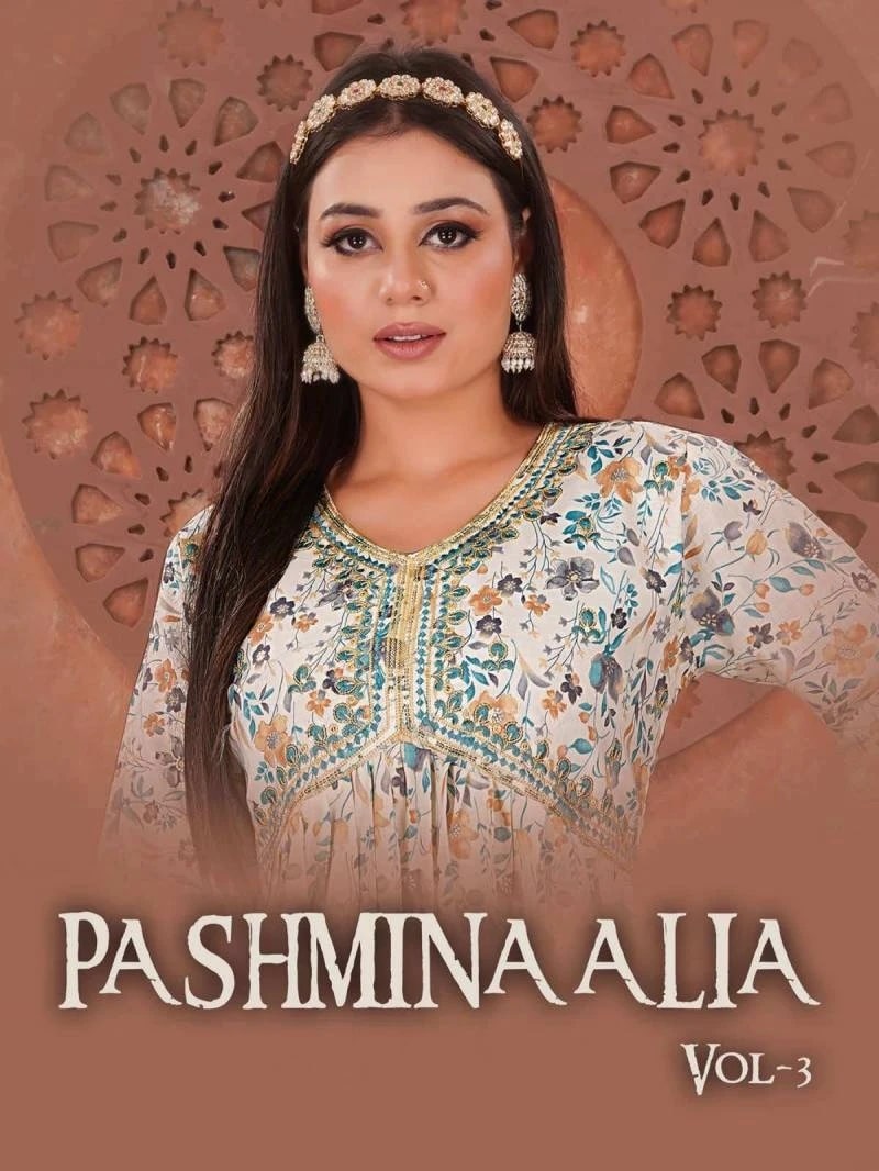 Golden Pashmina Alia Vol 3 Printed Kurti Bottom With Dupatta