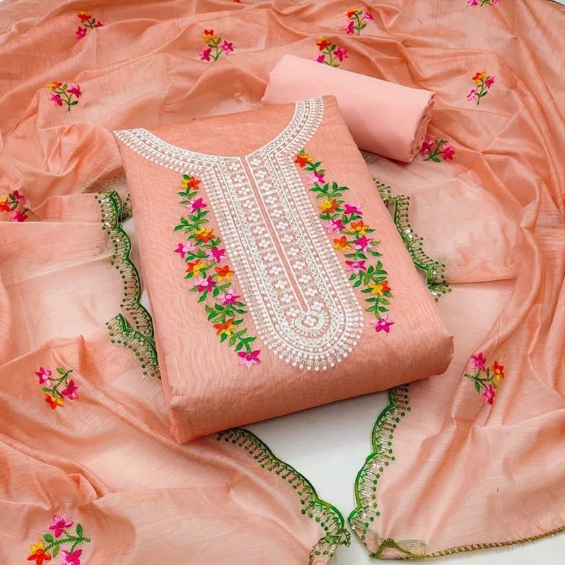 Manzar 151 Chanderi Embroidery Dress Mterial Collection