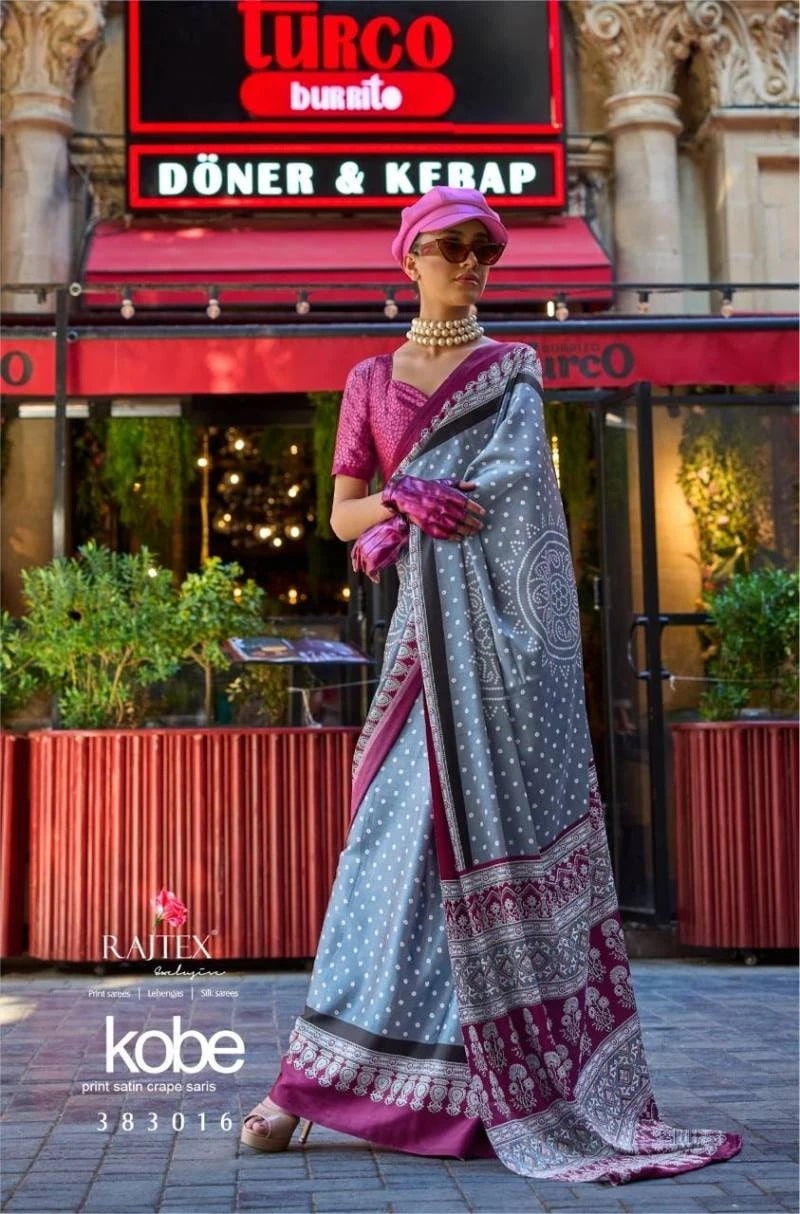Rajtex Kobe Printed Silk Crepe Sarees Collection
