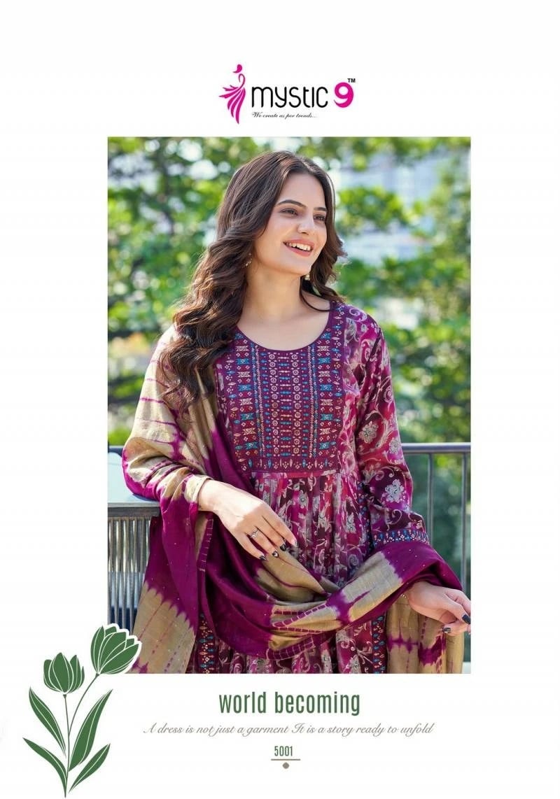 Mystic 9 Sara Vol 5 Embroidery Kurti Bottom With Dupatta Collection