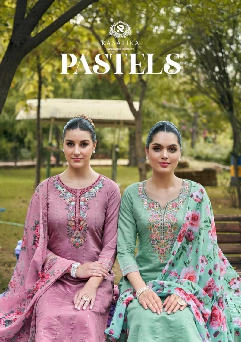 Rasalika Pastels Viscose Embroidery Kurti Bottom With Dupatta