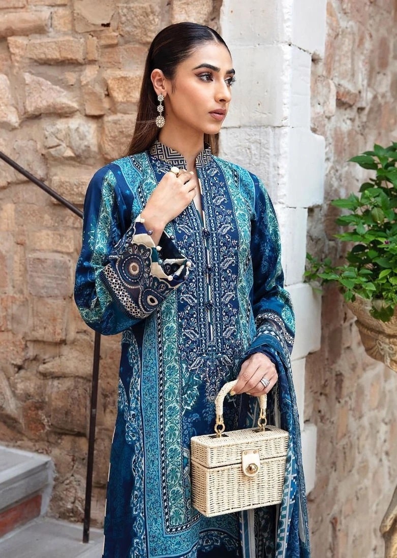 Shree Gulaal Luxury Lawn Vol 1 Pakistani Suit Chiffon Dupatta