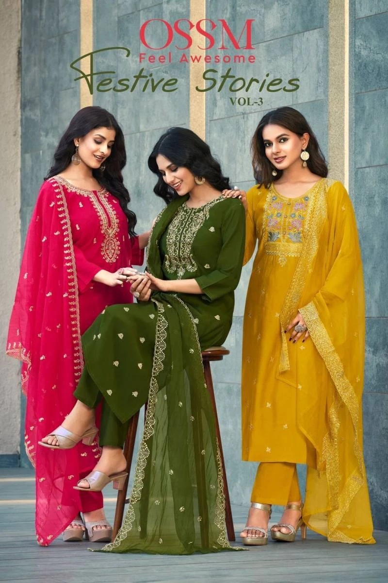 Ossm Festive Stories Vol 3 Silk Kurti Pant With Dupatta Collection