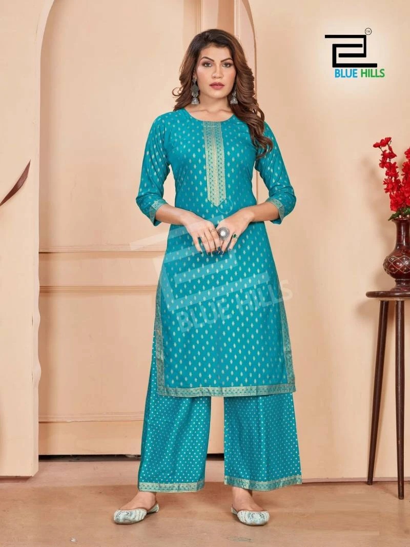 Blue Hills Reel Rayon Designer Kurti With Bottom Collection