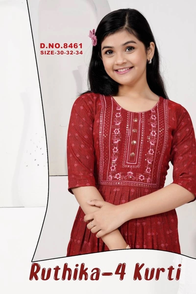 Ruthika 4 Printed Kids Wear Kurti Collection