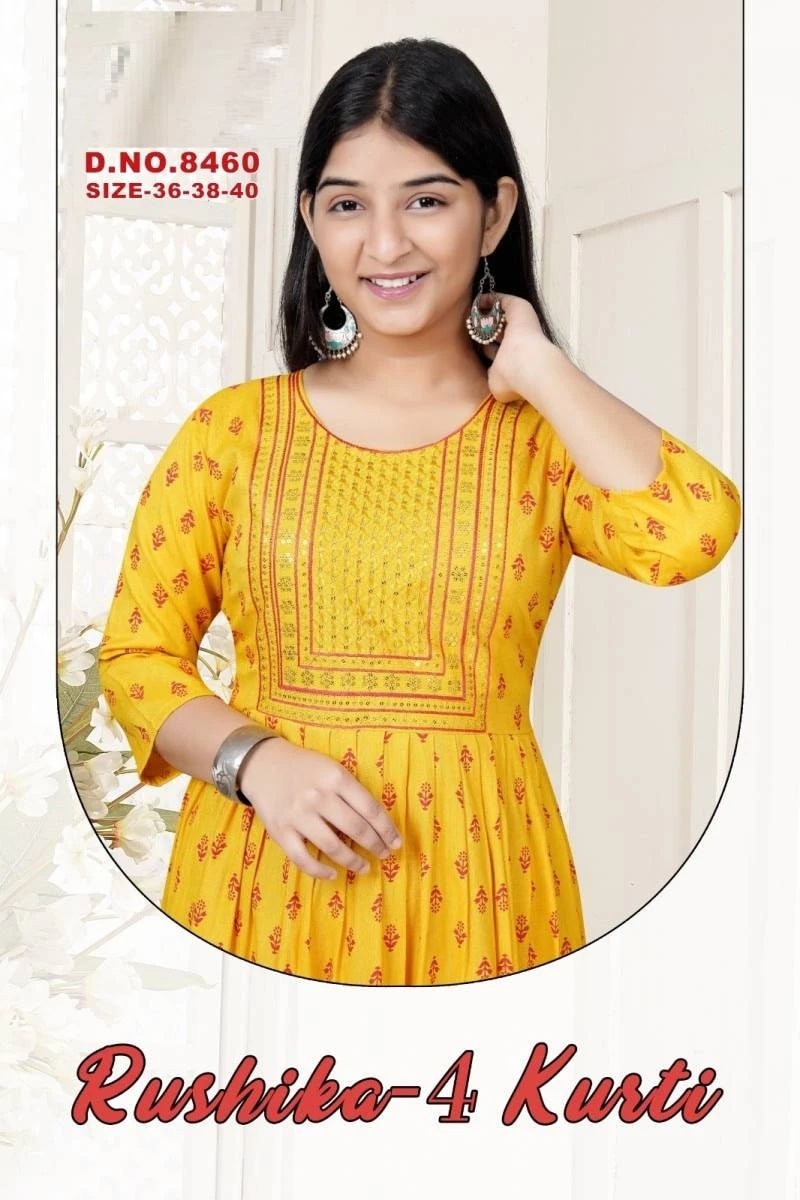 Rushika 4 Rayon Kids Wear Kurti Collection