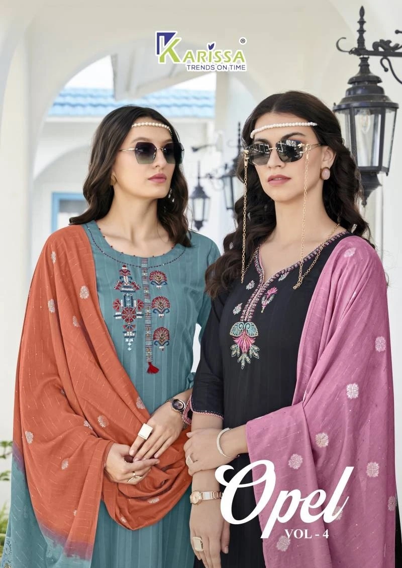 Karissa Opel Vol 4 Designer Kurti Pant With Dupatta Collection