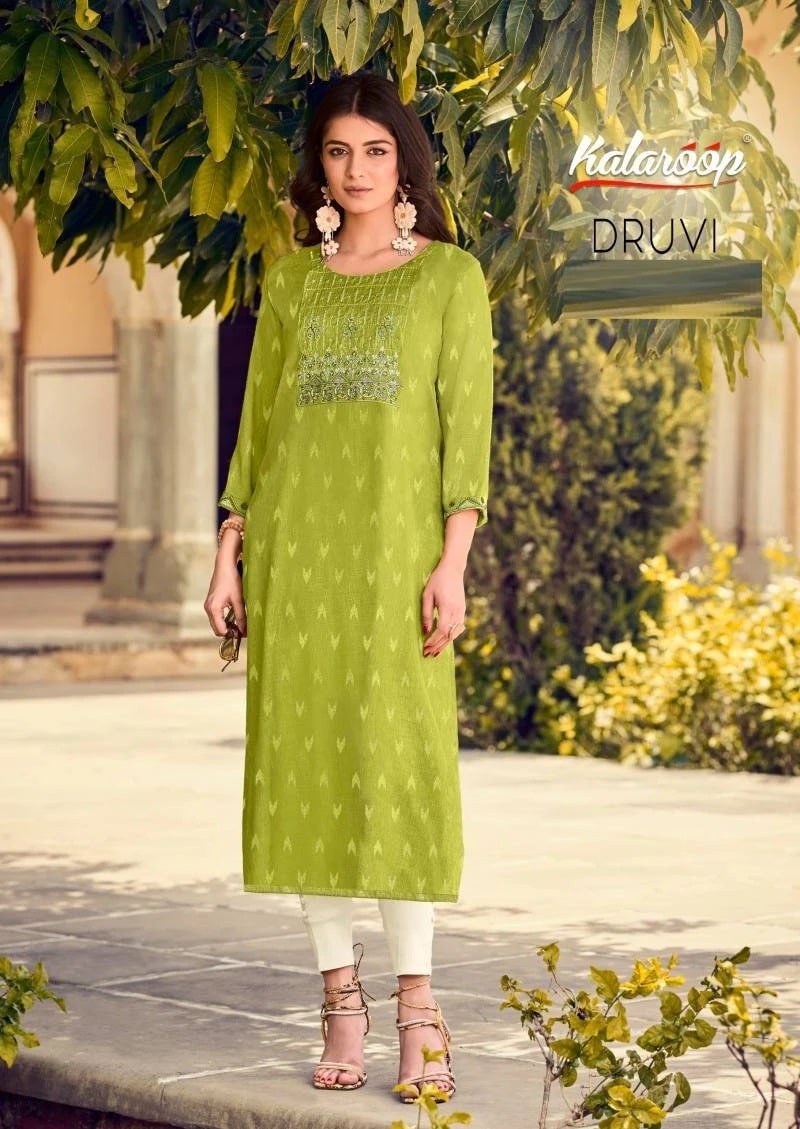Kalaroop Druvi Embroidery Designer Kurti Collection