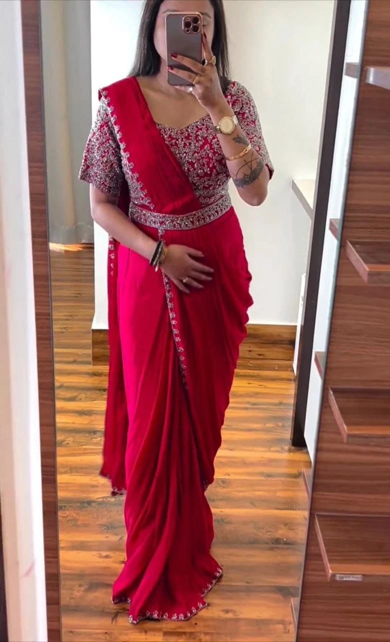 Bt 7011 Beautiful Embroidery Ready To Wear Saree Collection