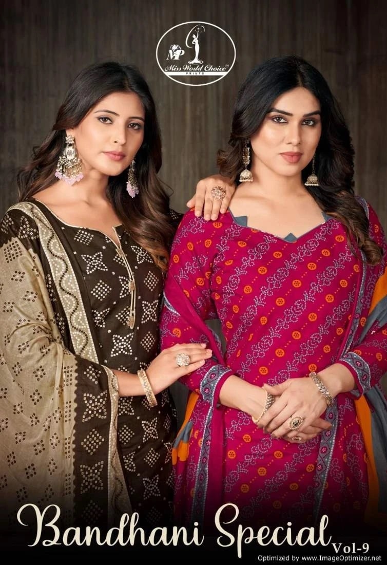 Miss World Bandhani Special Vol 9 Soft Cotton Printed Dress Material