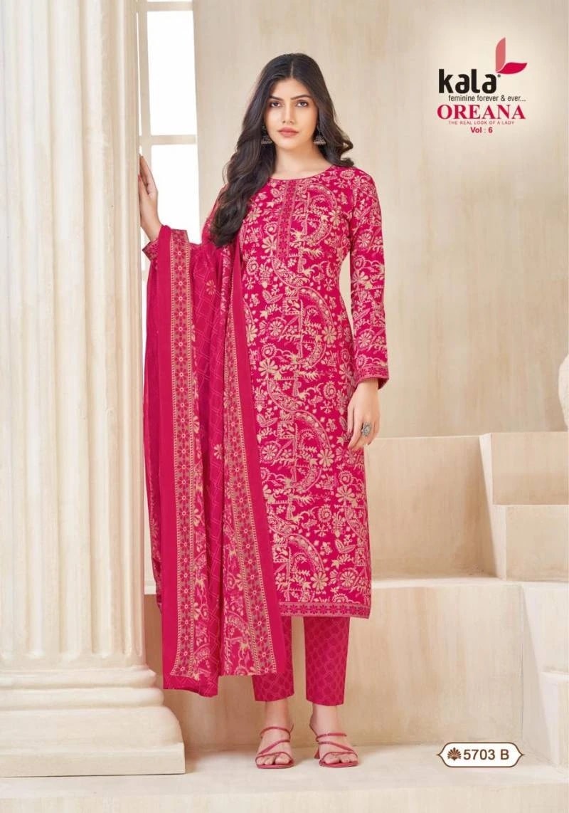 Kala Oreana 6 5701 B Pure Cotton Readymade Dress Collection