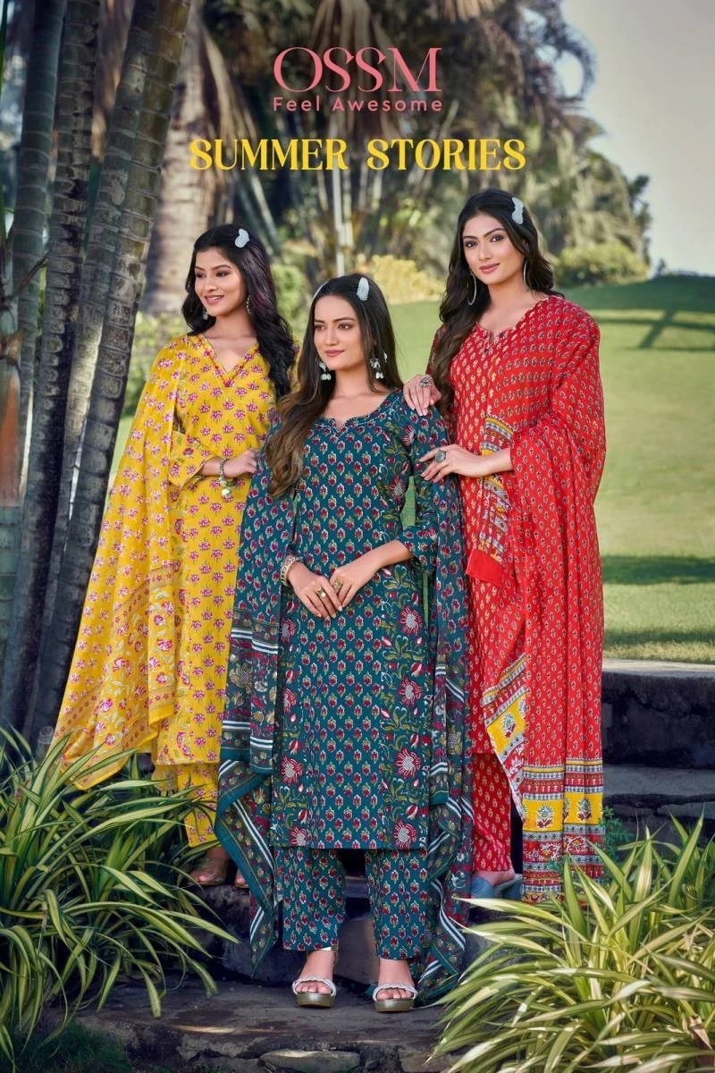 Ossm Summer Stories Printed Kurti Bottom With Dupatta