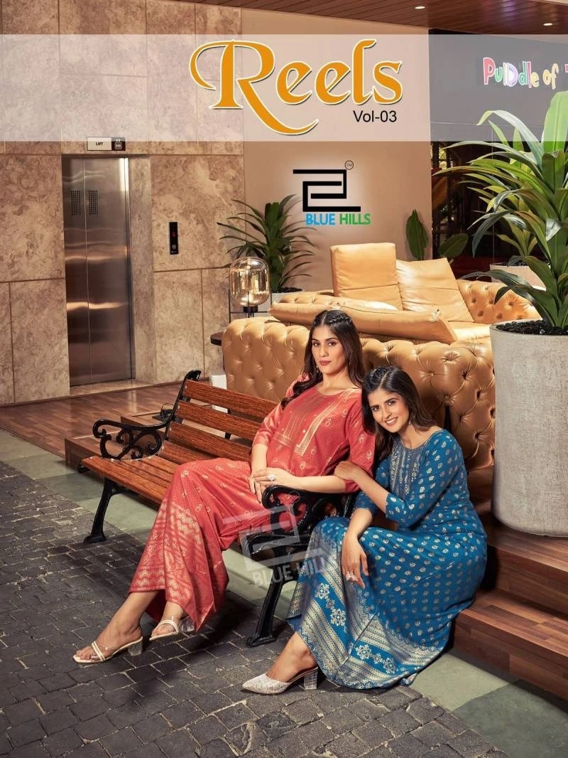 Blue Hills Reels Vol 03 Foil Printed Long Kurti Collection