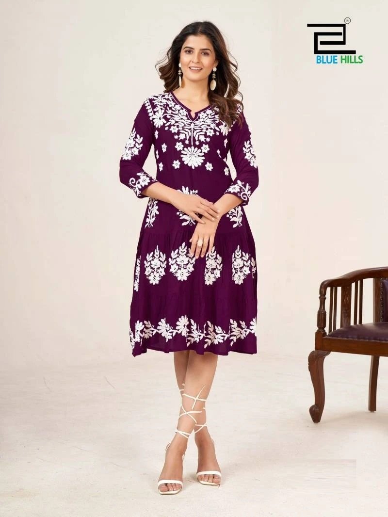 Blue Hills Kiara Vol 3 New Colors Rayon Lucknavi Work Kurti Collection