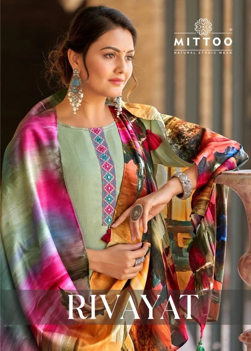 Mittoo Rivayat Viscose Festive Wear Kurti Pant With Dupatta Collection