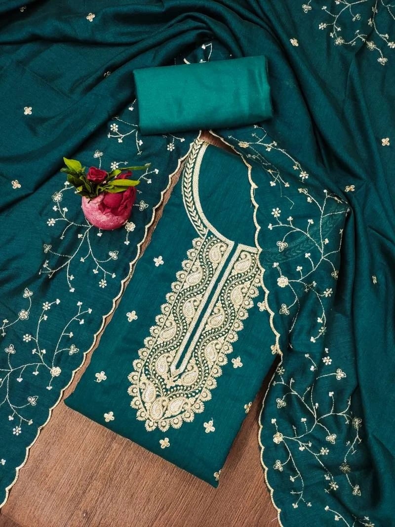 Color Set 547 Vichitra Silk Dress Material Collection