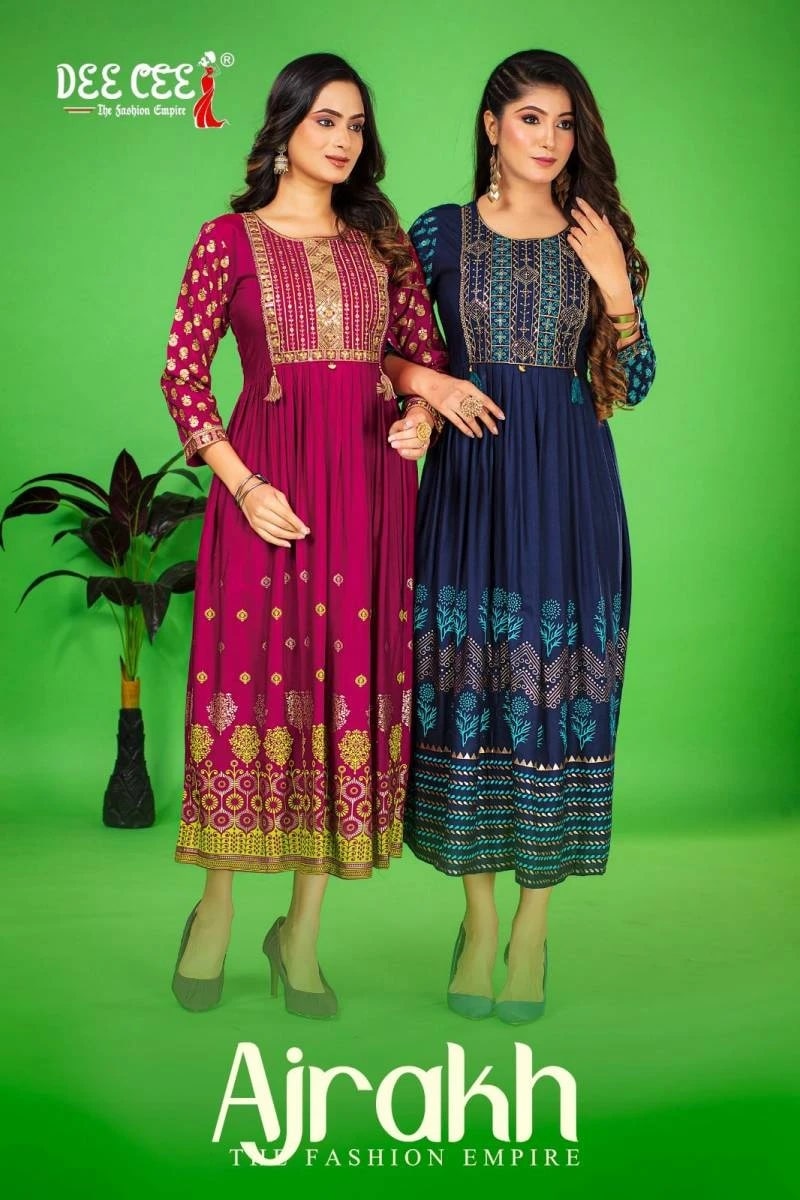 Deecee Ajrakh Stylish Printed Long Kurti Collection