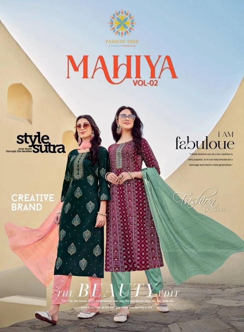 Mahiya Vol 02 By Passion Tree Daily Wear Kurti Pant With Dupatta Collection