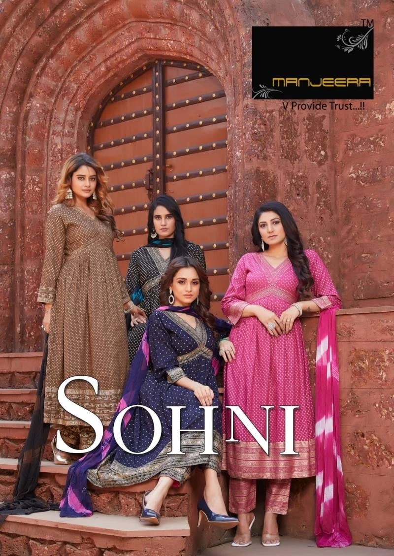 Manjeera Sohni Designer Alia Cut Kurti Pant With Dupatta Collection