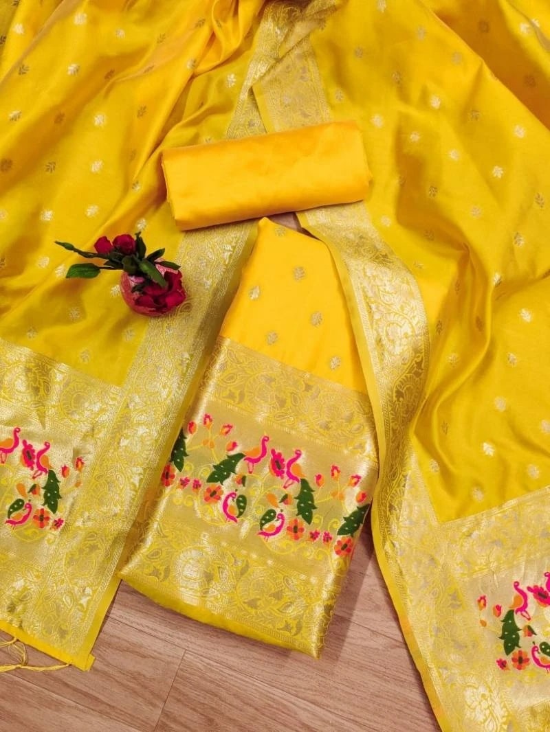Peacock 02 Soft Banarasi Silk Dress Material Wholesale Price