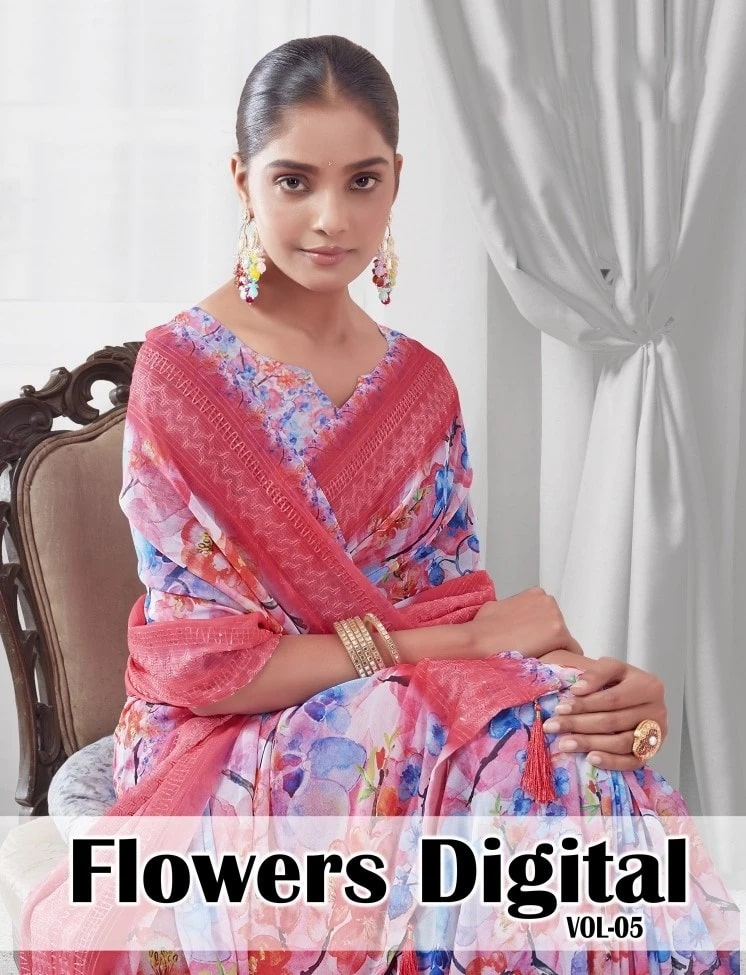 Flowers Digital Vol 5 Georgette Saree Collection