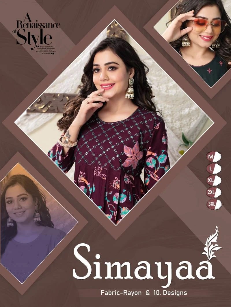 Fashion Talk Simayaa Stylish Foil Printed Kurti Collection