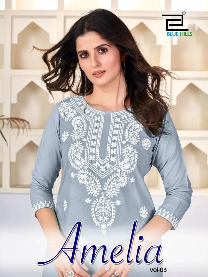 Blue Hills Amelia Vol 03 Lucknowi Work Kurti Collection