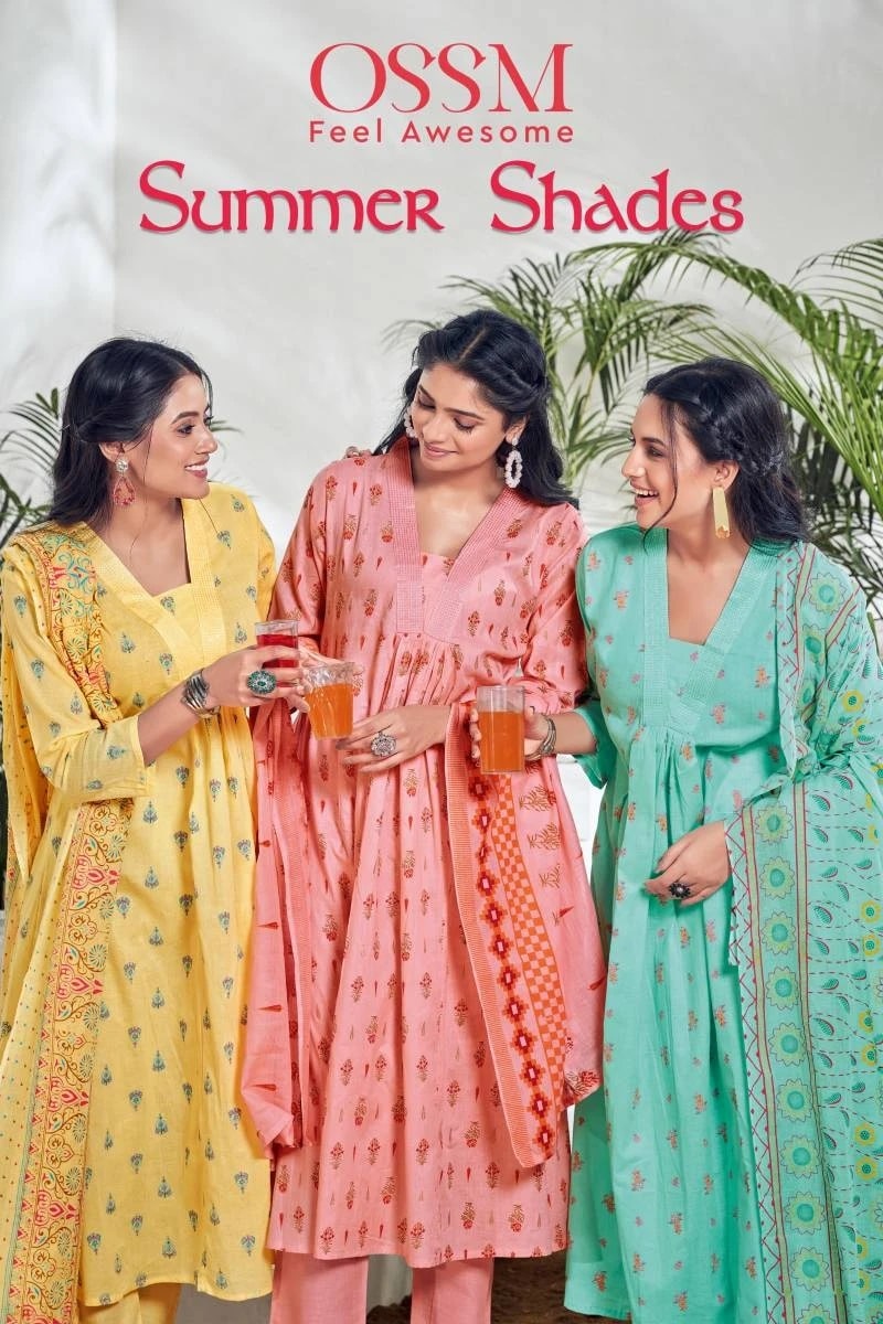 Ossm Summer Shades Cotton Kurti Bottom With Dupatta