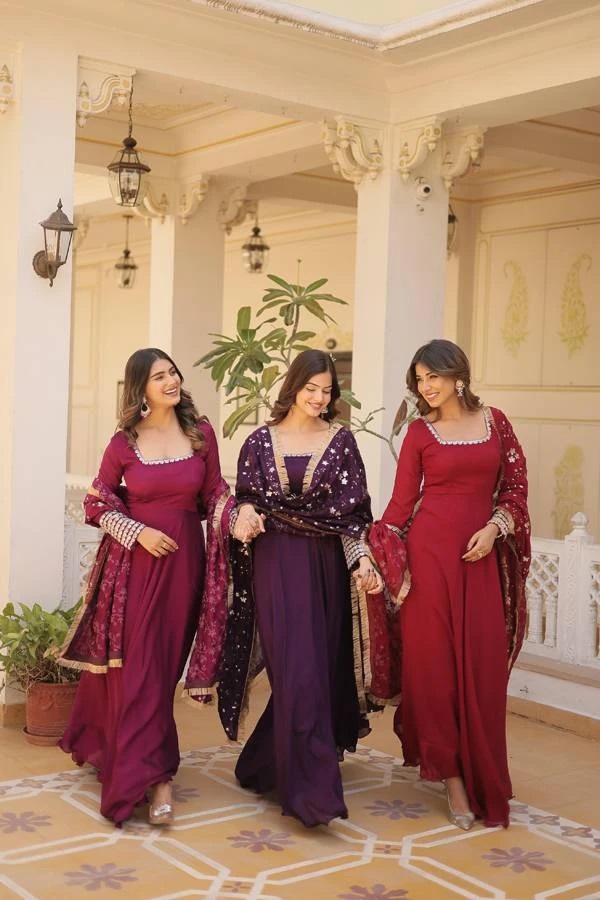 Vamika Vol 38 Silk Designer Gown With Dupatta Collection